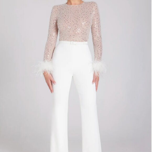 NADINE MERABI Pants - Nadine Merabi White Jumpsuit S Small NWOT